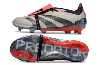 Men's Adidas Predator Elite Foldover Tongue FG Football Boots - Platinum Metallic/Aurora Black/Carbon
