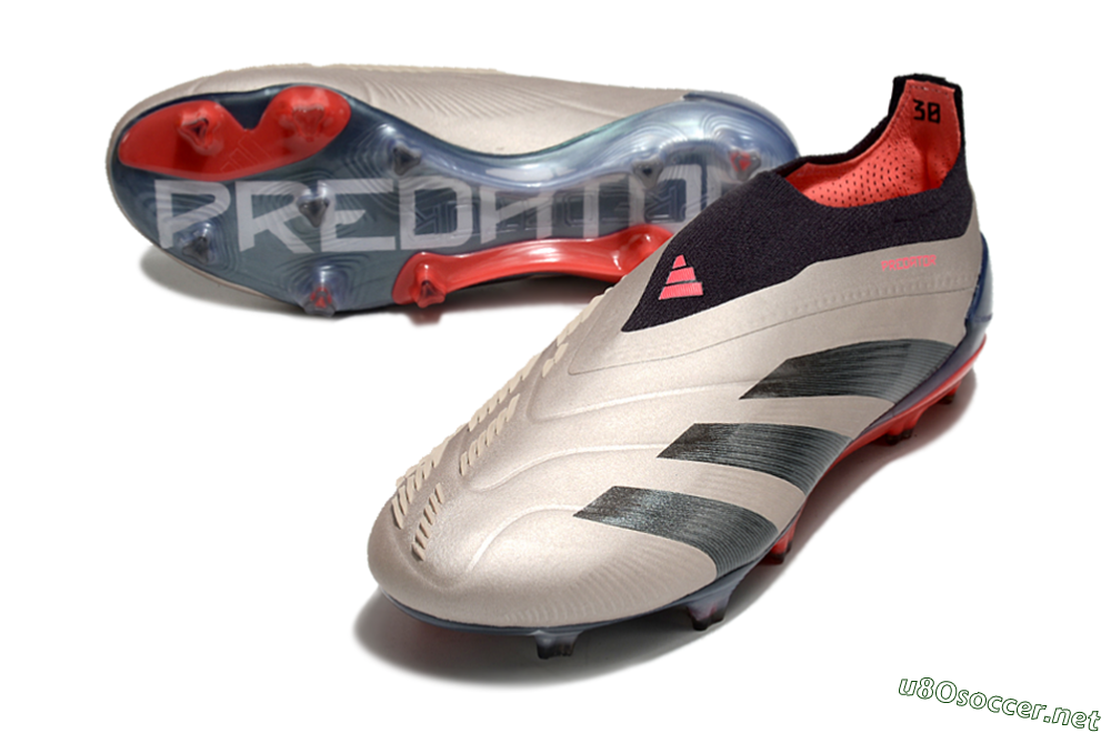 Men's Adidas Predator Elite Laceless FG Football Boots - Platinum Metallic/Aurora Black/Carbon 3