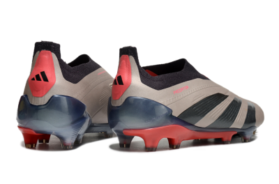 Men's Adidas Predator Elite Laceless FG Football Boots - Platinum Metallic/Aurora Black/Carbon