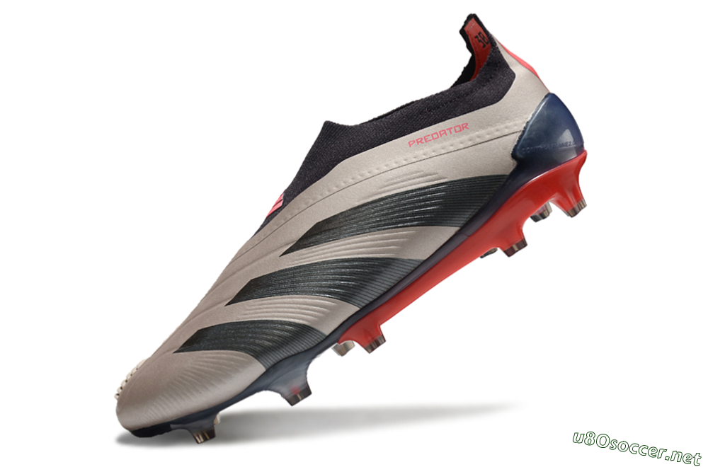 Men's Adidas Predator Elite Laceless FG Football Boots - Platinum Metallic/Aurora Black/Carbon 5