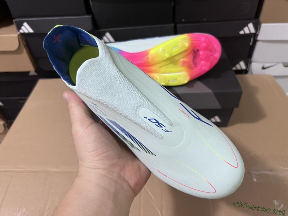 Unisex Adidas F50+ Lightstrike Pro Laceless FG Football Boots - Jade/Rainbow