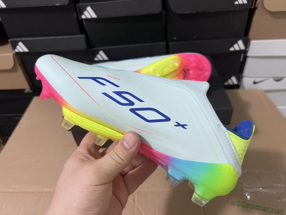 Unisex Adidas F50+ Lightstrike Pro Laceless FG Football Boots - Jade/Rainbow