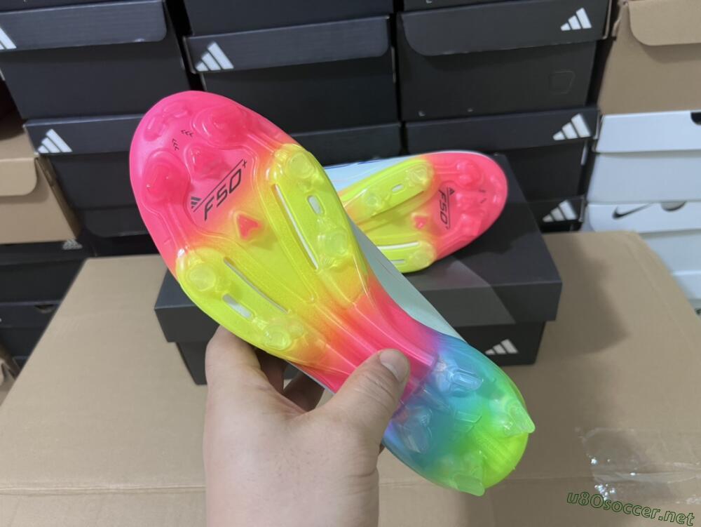 Unisex Adidas F50+ Lightstrike Pro Laceless FG Football Boots - Jade/Rainbow