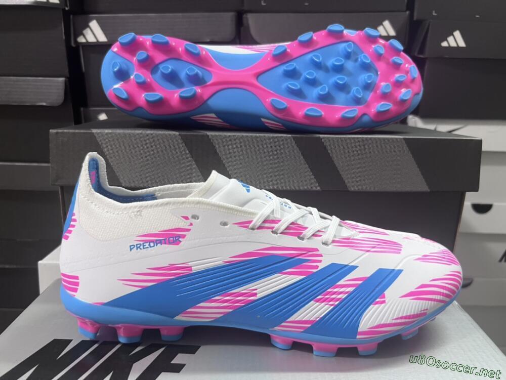 Unisex Adidas Predator Elite 24 MG Football Boots - White/Blue/Pink