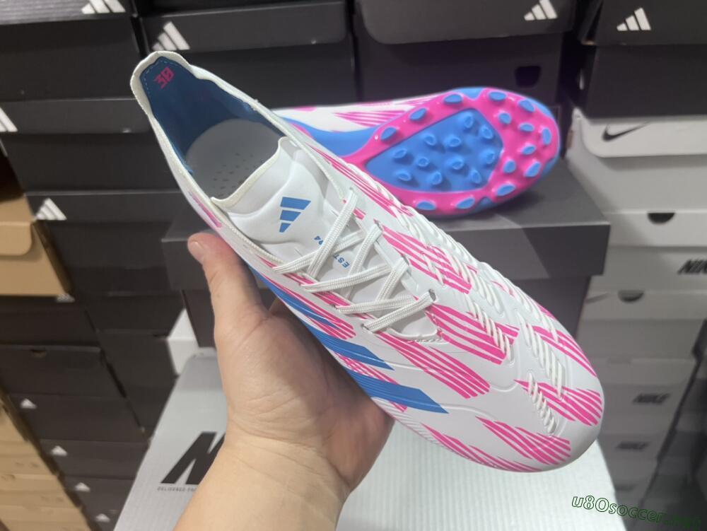 Unisex Adidas Predator Elite 24 MG Football Boots - White/Blue/Pink
