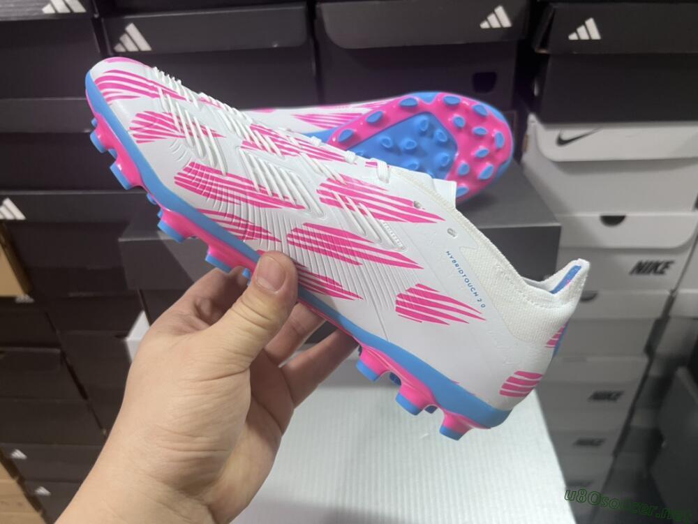 Unisex Adidas Predator Elite 24 MG Football Boots - White/Blue/Pink