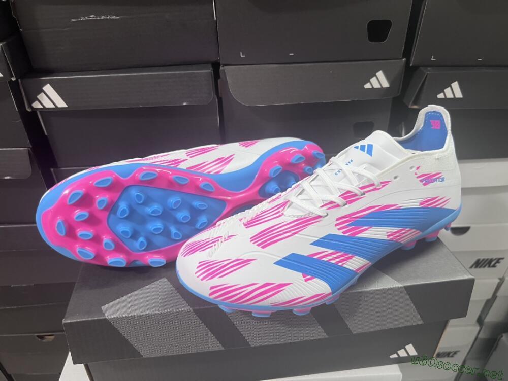 Unisex Adidas Predator Elite 24 MG Football Boots - White/Blue/Pink