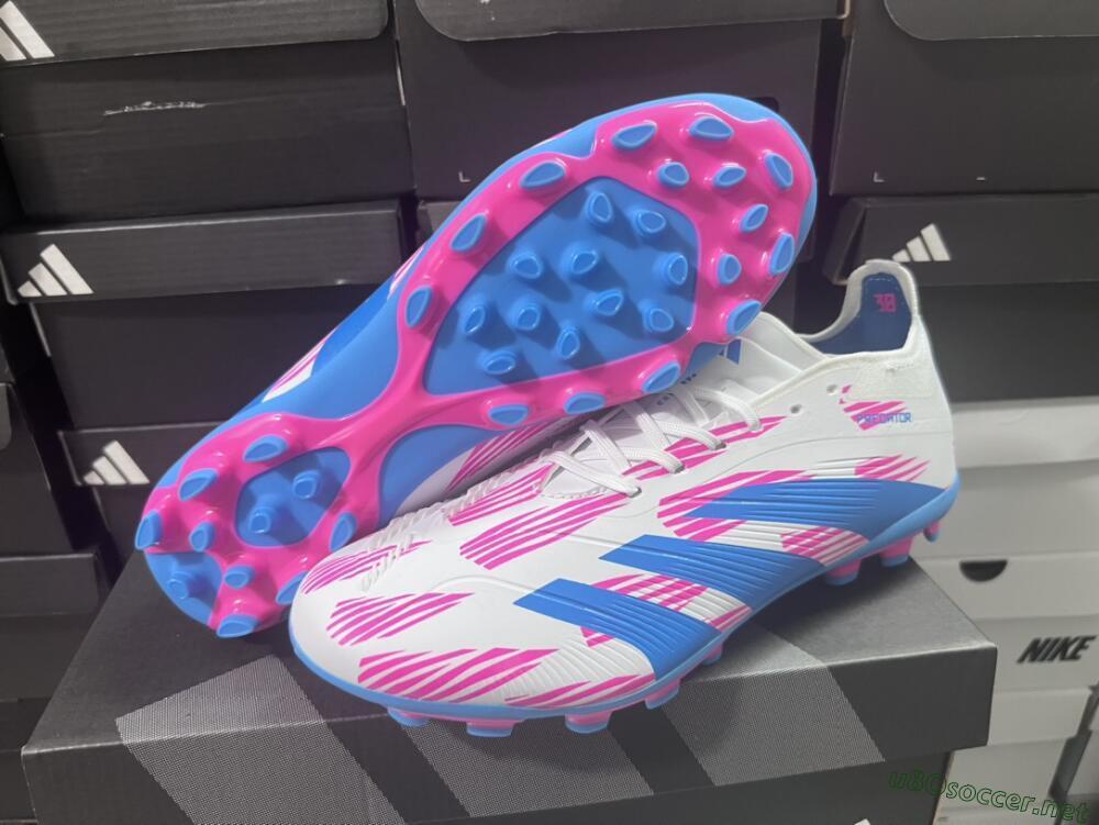 Unisex Adidas Predator Elite 24 MG Football Boots - White/Blue/Pink