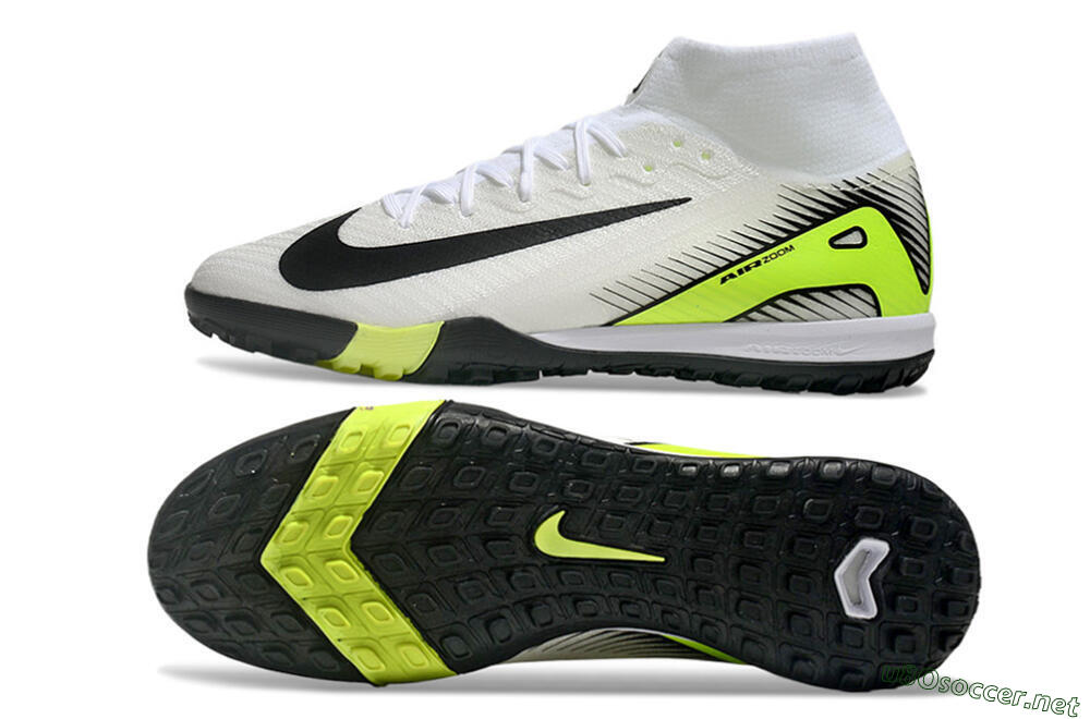 Unisex Nike Air Zoom Mercurial Superfly 10 Elite TF Football Shoes - White/Black/Yellow 1