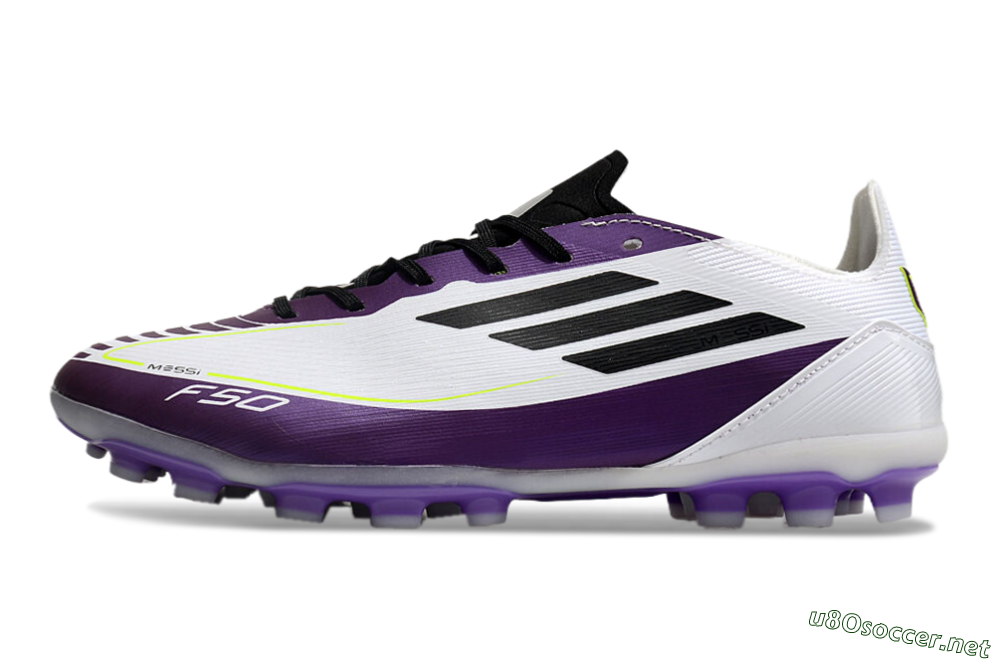 Unisex Messi x Adidas F50 Elite MG Football Boots - White/Black/Purple 0