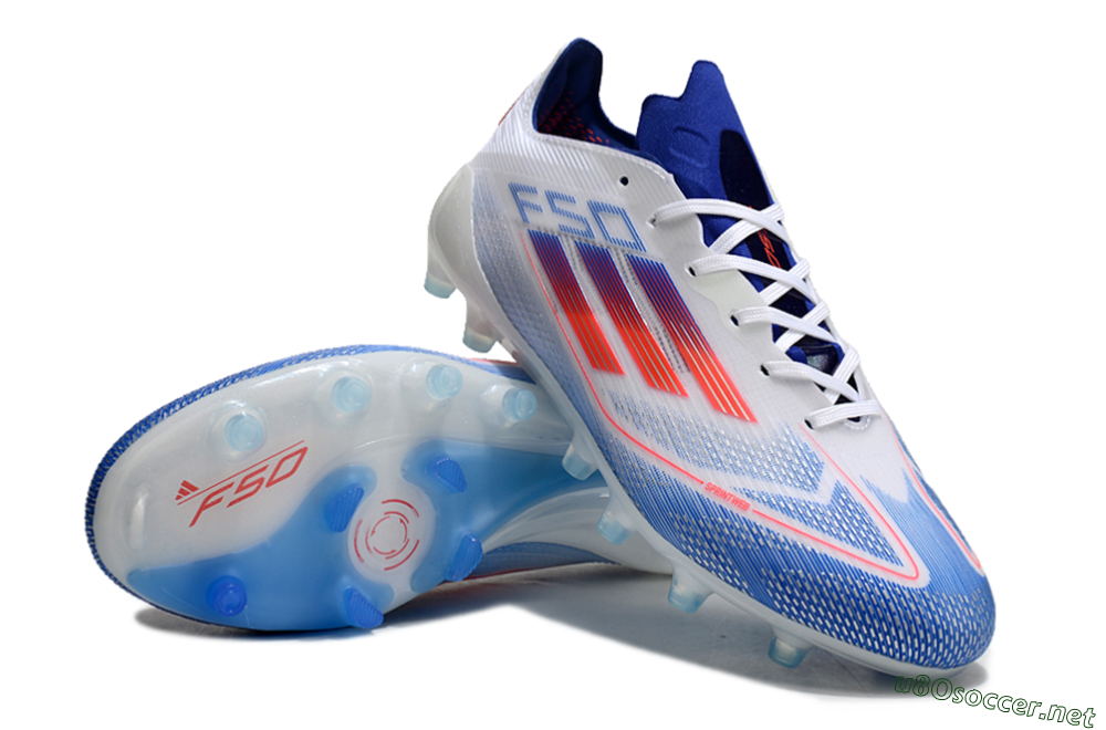Men's Adidas F50 Elite AG Football Boots - White/Blue/Red 4