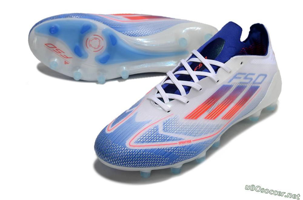Men's Adidas F50 Elite AG Football Boots - White/Blue/Red 3