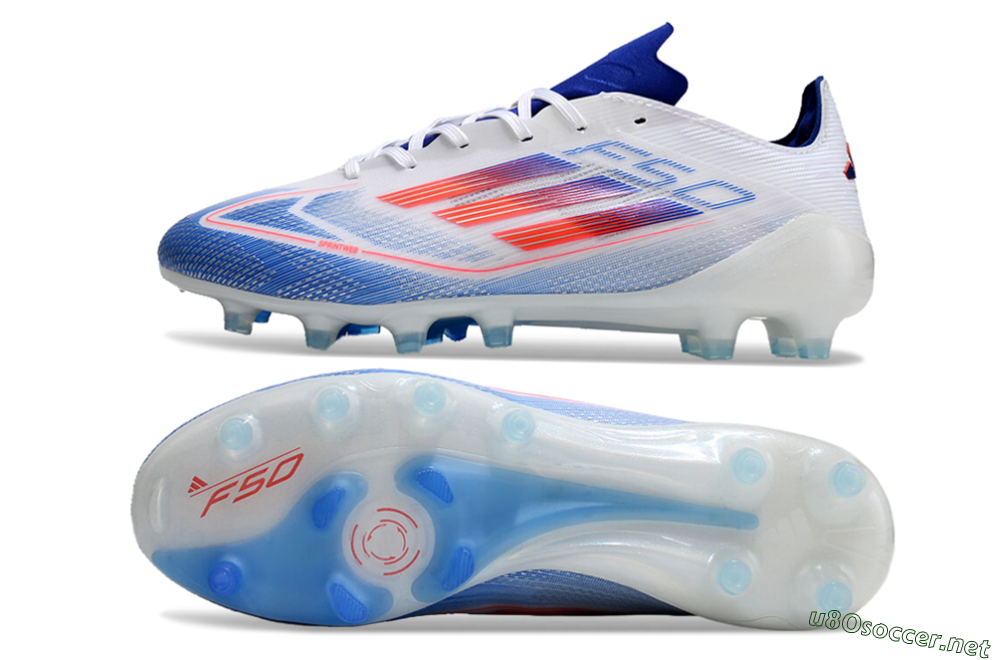Men's Adidas F50 Elite AG Football Boots - White/Blue/Red 1