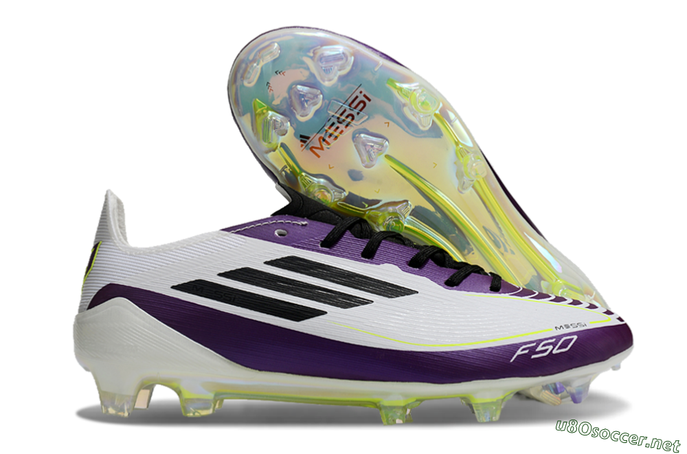 Unisex Messi x Adidas F50 Elite FG Football Boots - White/Black/Purple 2