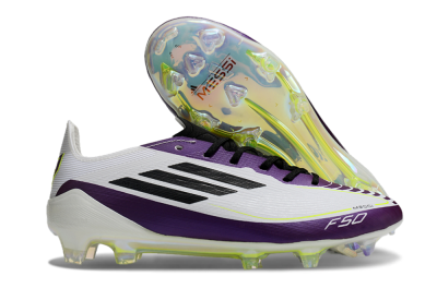 Unisex Messi x Adidas F50 Elite FG Football Boots - White/Black/Purple