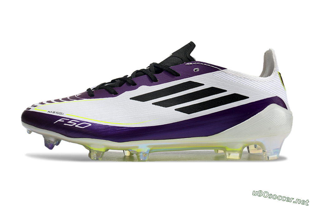 Unisex Messi x Adidas F50 Elite FG Football Boots - White/Black/Purple 0