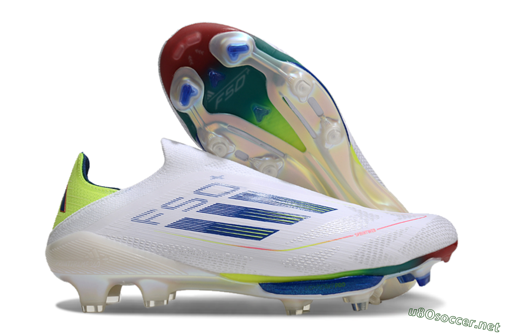 Unisex Adidas F50+ Lightstrike Elite FG Football Boots - White/Blue/Yellow 2