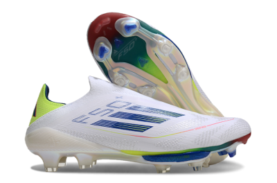 Unisex Adidas F50+ Lightstrike Elite FG Football Boots - White/Blue/Yellow