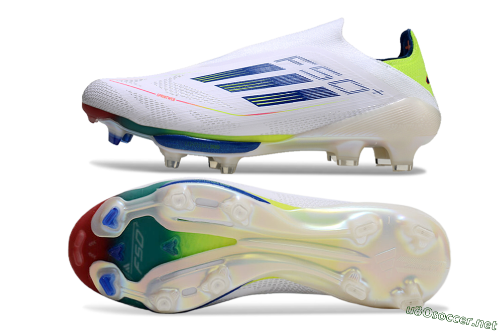 Unisex Adidas F50+ Lightstrike Elite FG Football Boots - White/Blue/Yellow 1