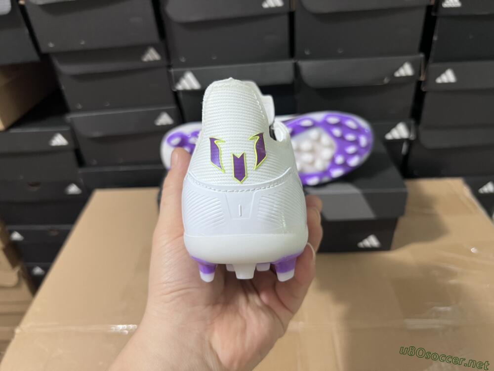 Unisex Messi x Adidas F50 Elite MG Football Boots - White/Black/Purple