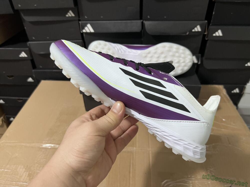 Unisex Adidas F50 Elite TF Football Shoes - White/Black/Purple