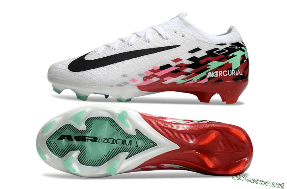Unisex Nike Air Zoom Mercurial Vapor 16 Elite FG Football Boots - White/Black/Pink/Green 1