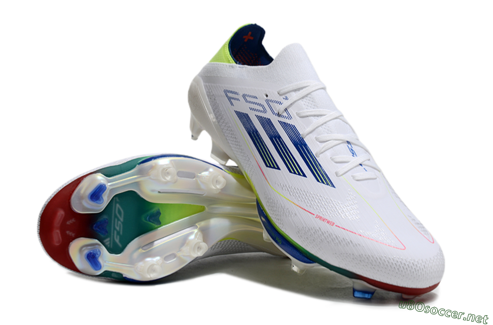 Men's Adidas F50+ Lightstrike Pro FG Football Boots - White/Blue/Yellow 4