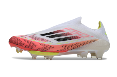 Men's Adidas F50+ Lightstrike Pro Laceless FG Football Boots - White/Red/Yellow/Black