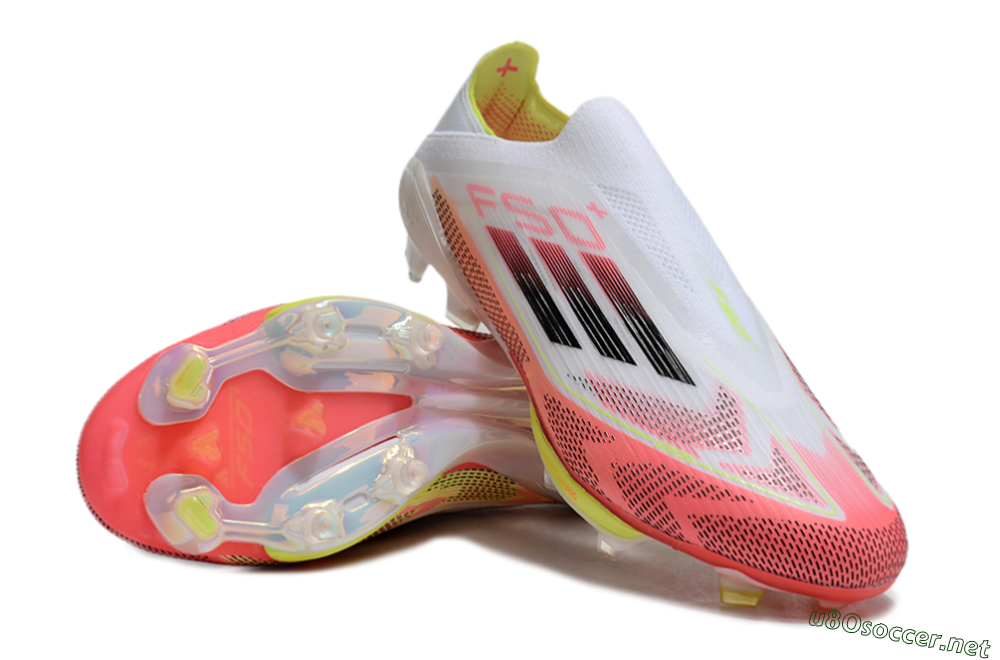 Men's Adidas F50+ Lightstrike Pro Laceless FG Football Boots - White/Red/Yellow/Black 4