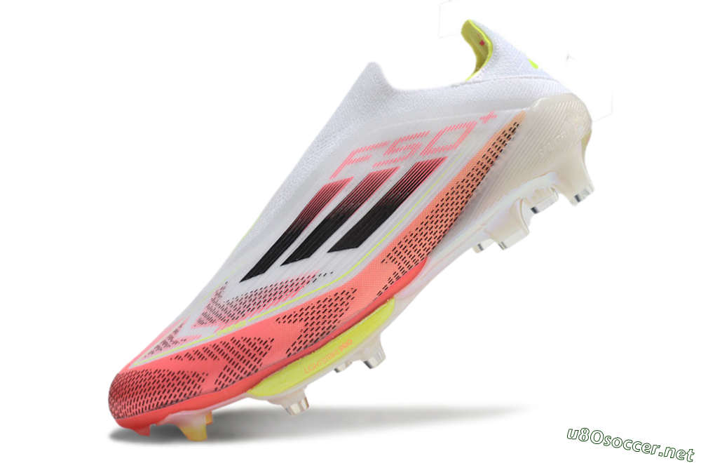 Men's Adidas F50+ Lightstrike Pro Laceless FG Football Boots - White/Red/Yellow/Black 6