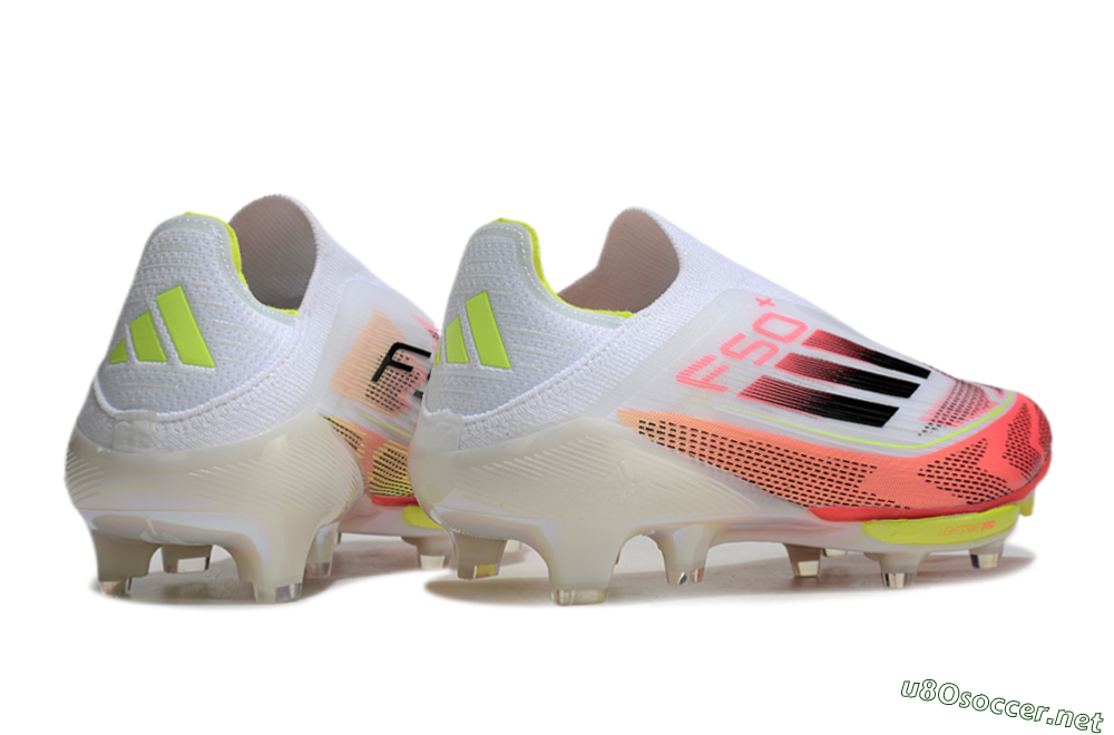 Men's Adidas F50+ Lightstrike Pro Laceless FG Football Boots - White/Red/Yellow/Black 7