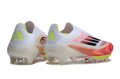 Men's Adidas F50+ Lightstrike Pro Laceless FG Football Boots - White/Red/Yellow/Black