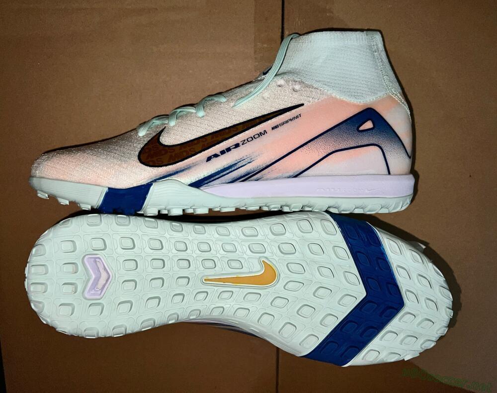 Unisex Nike Air Zoom Mercurial Superfly 10 Elite TF Football Shoes - White/Gold/Blue/Pink