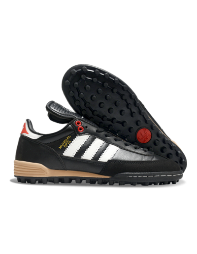 Men's Adidas Mundial Team Astro TF Football Shoes - Black/White/Red
