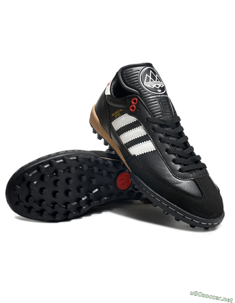 Men's Adidas Mundial Team Astro TF Football Shoes - Black/White/Red 3