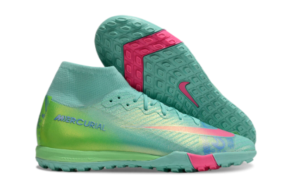 Unisex Nike Air Zoom Mercurial Superfly 10 Elite TF Football Shoes - Jade/Pink/Blue