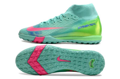 Unisex Nike Air Zoom Mercurial Superfly 10 Elite TF Football Shoes - Jade/Pink/Blue
