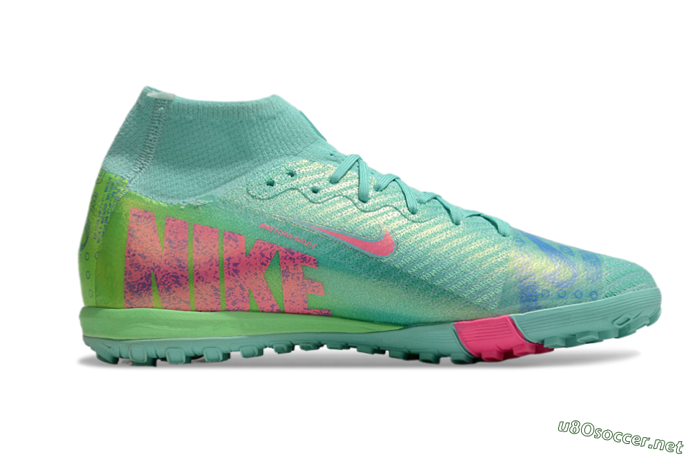 Unisex Nike Air Zoom Mercurial Superfly 10 Elite TF Football Shoes - Jade/Pink/Blue 7