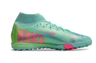 Unisex Nike Air Zoom Mercurial Superfly 10 Elite TF Football Shoes - Jade/Pink/Blue