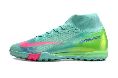 Unisex Nike Air Zoom Mercurial Superfly 10 Elite TF Football Shoes - Jade/Pink/Blue