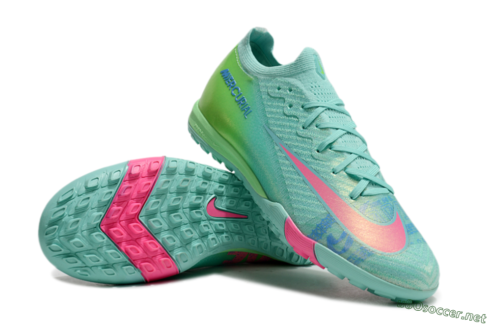Unisex Nike Air Zoom Mercurial Vapor 16 Elite TF Football Shoes - Jade/Pink/Blue 3