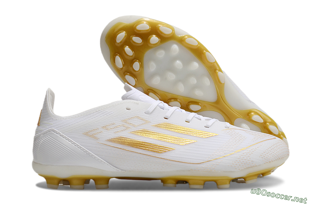Unisex Adidas F50 Elite MG Football Boots - White/Gold 2