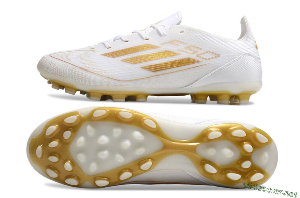 Unisex Adidas F50 Elite MG Football Boots - White/Gold 1