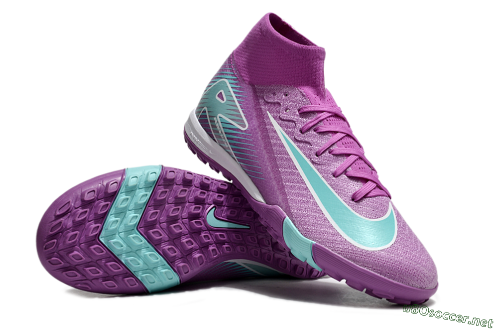 Unisex Nike Air Zoom Mercurial Superfly 10 Elite TF Football Shoes - Purple/Jade/White 3