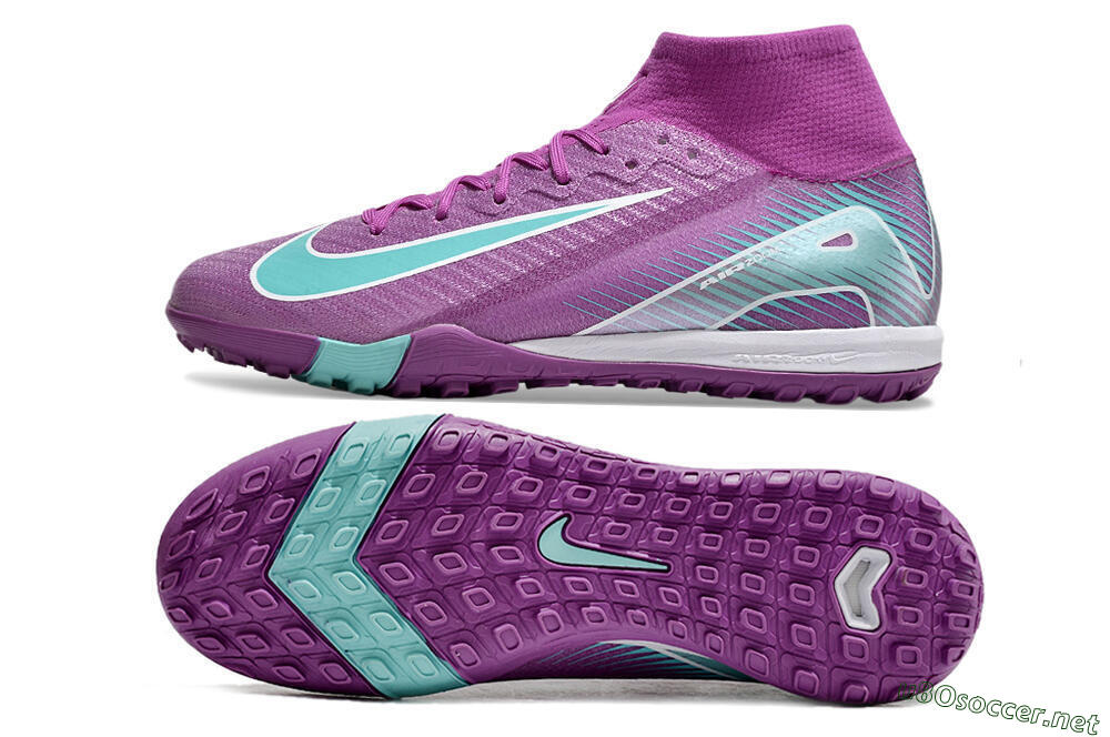 Unisex Nike Air Zoom Mercurial Superfly 10 Elite TF Football Shoes - Purple/Jade/White 1
