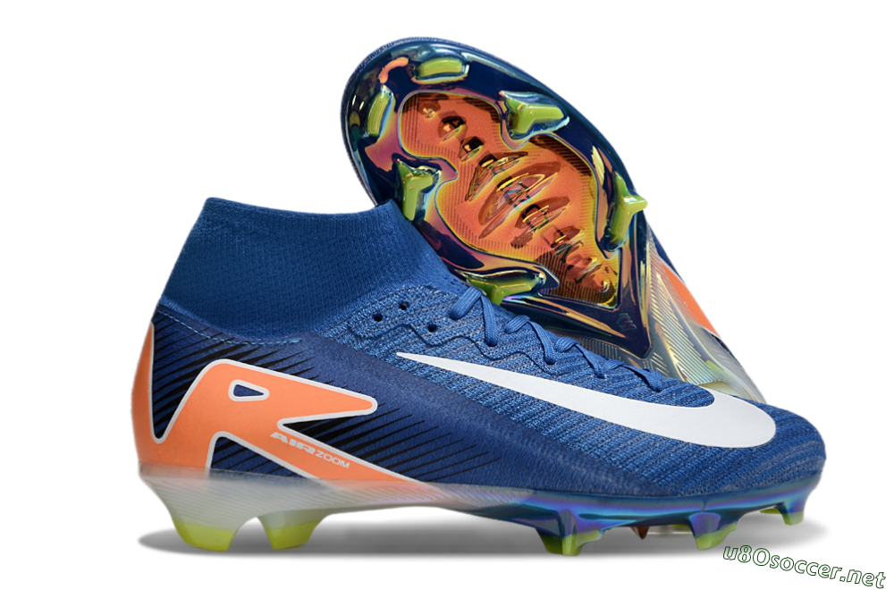 Unisex Nike Air Zoom Mercurial Superfly 10 Elite FG Football Boots - Blue/White/Orange 2