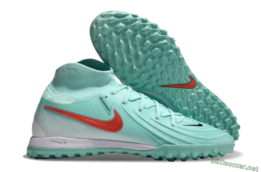 Men's Nike Phantom Luna Elite TF Football Shoes - Jade/Red/White 2