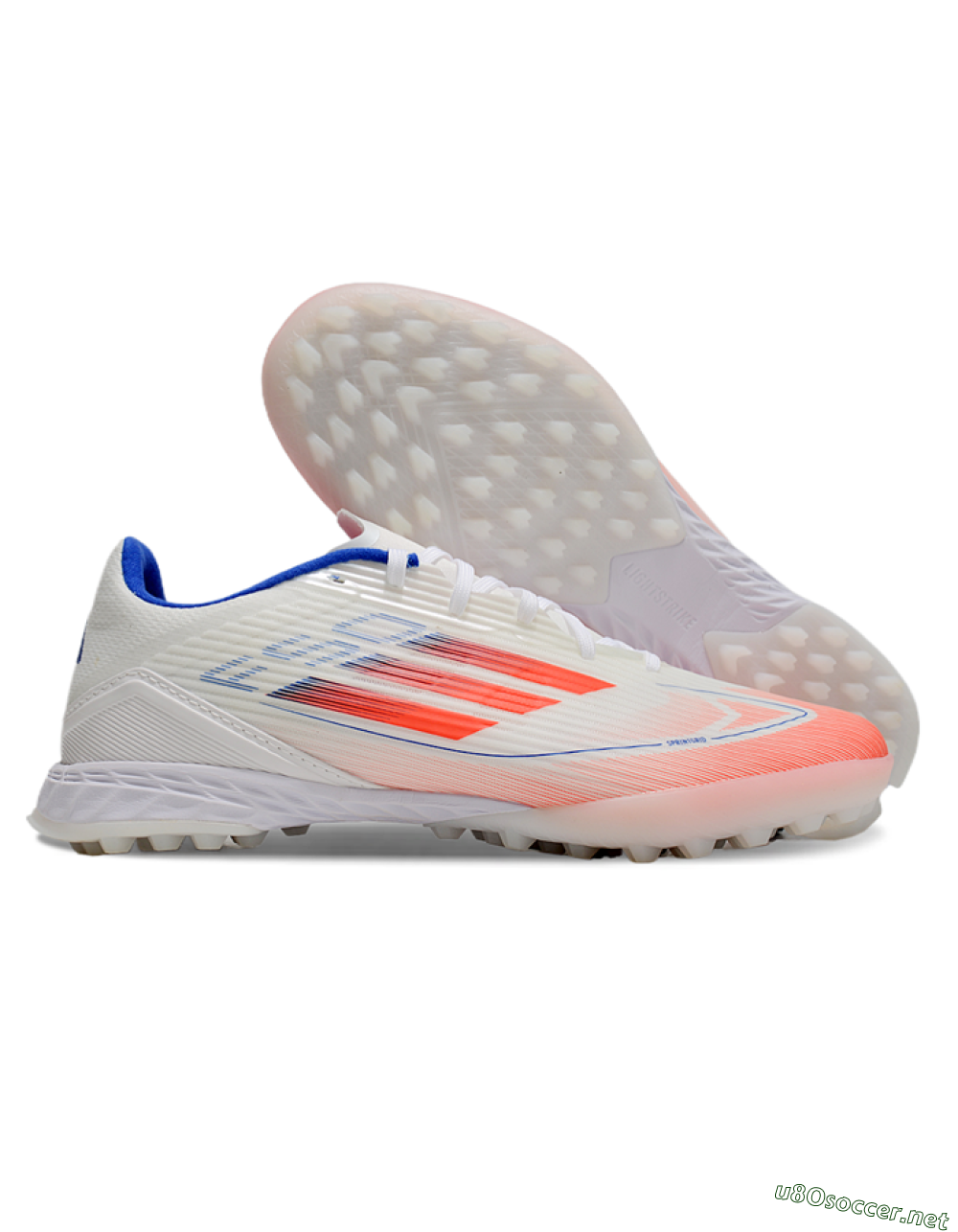 Unisex Adidas F50 Pro TF Football Shoes - White/Red/Blue 2