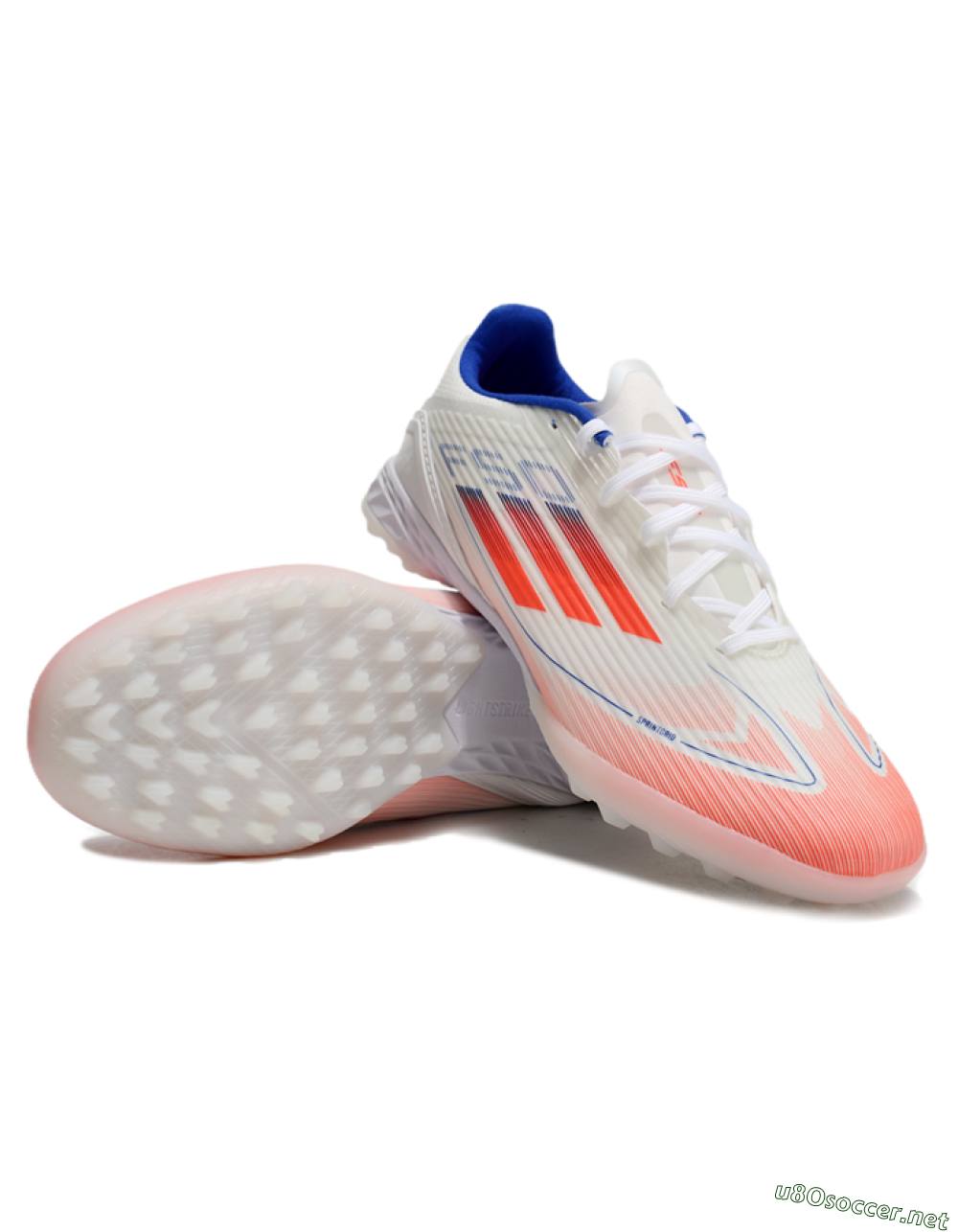 Unisex Adidas F50 Pro TF Football Shoes - White/Red/Blue 3