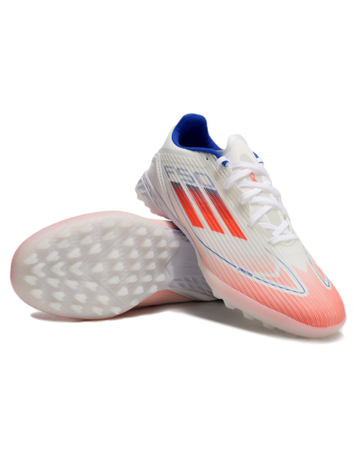 Unisex Adidas F50 Pro TF Football Shoes - White/Red/Blue